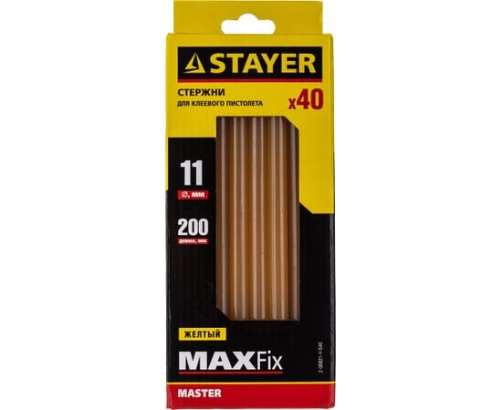  Стержни для клеевого пистолета STAYER 2-06821-Y-S40 11x200мм цвет желтый по бумаге и дереву 