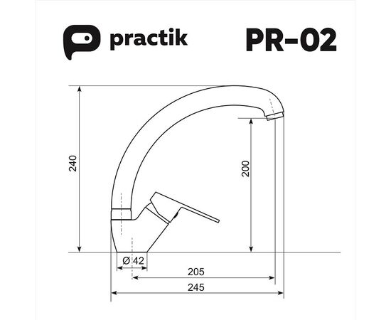  Смеситель Practik PR-02-003 Cветло-серый 
