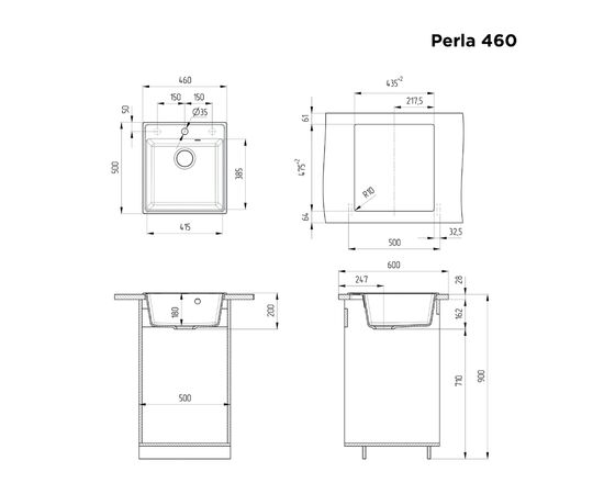  Кухонная мойка MAUNFELD Perla 460 MFQS-460W кремовый 