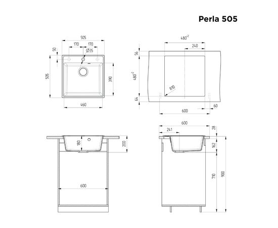 Кухонная мойка MAUNFELD Perla 505 MFQS-505W кремовый 
