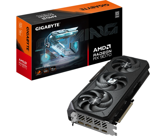  Видеокарта Gigabyte AMD Radeon RX 9070 (GV-R9070 Gaming OC-16GD 1.0) PCI-E 16Gb 256bit GDDR6 2175/20000 HDMIx2 DPx2 HDCP Ret 
