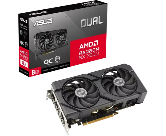  Видеокарта ASUS AMD Radeon RX 7600 Dual (Dual-RX7600-O8G-Evo) 8Gb, GDDR6, OC, Ret 