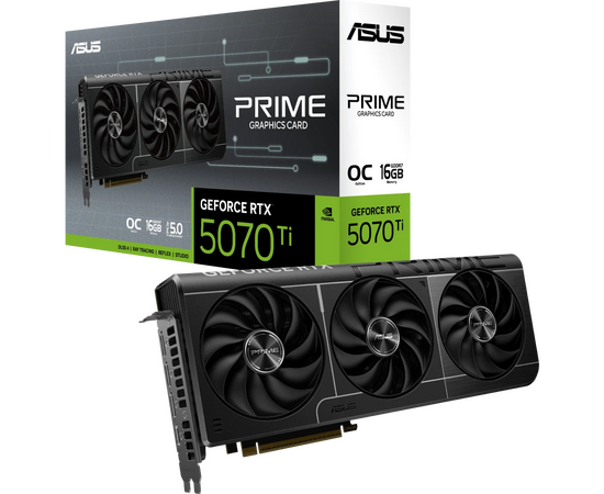  Видеокарта ASUS RTX5070Ti Prime OC 16GB (Prime-RTX5070TI-O16G) (90YV0MF0-M0NA00) GDDR7 256bit 3xDP HDMI 3Fan RTL 