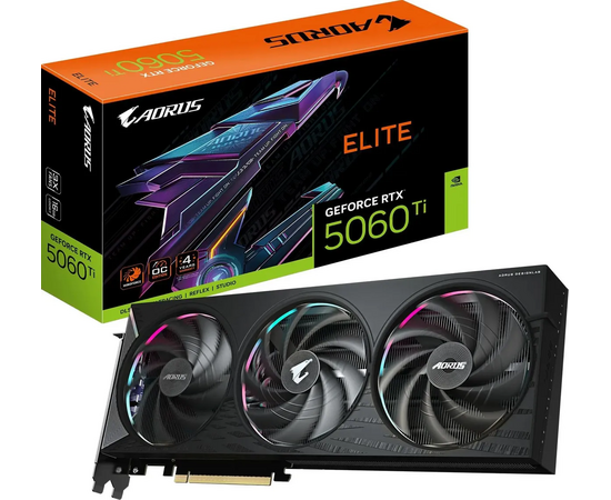  Видеокарта Gigabyte Nvidia GeForce RTX 5060TI Aorus Elite (GV-N506TAORUS E-16GD 1.0) 16ГБ, GDDR7, Ret 