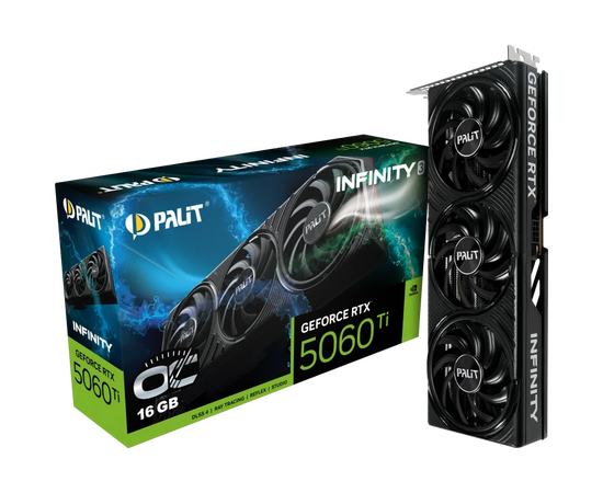  Видеокарта Palit Nvidia GeForce RTX 5060TI Infinity 3 OC (RTX5060Ti Infinity 3 OC) (NE7506TS19T1-GB2061S) 16ГБ, GDDR7, Ret 