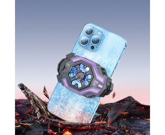  Кулер игровой (охлаждение) для смартфонов HOCO GM26 Ambitious cooling mobile phone fan (черный/фиолетовый) 