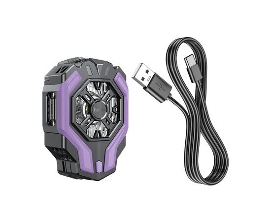  Кулер игровой (охлаждение) для смартфонов HOCO GM26 Ambitious cooling mobile phone fan (черный/фиолетовый) 