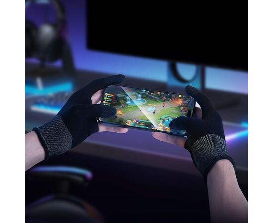  Напальчники для мобильных игр HOCO GA21 Eagle Claw silver fiber two-finger gaming gloves (черный) 