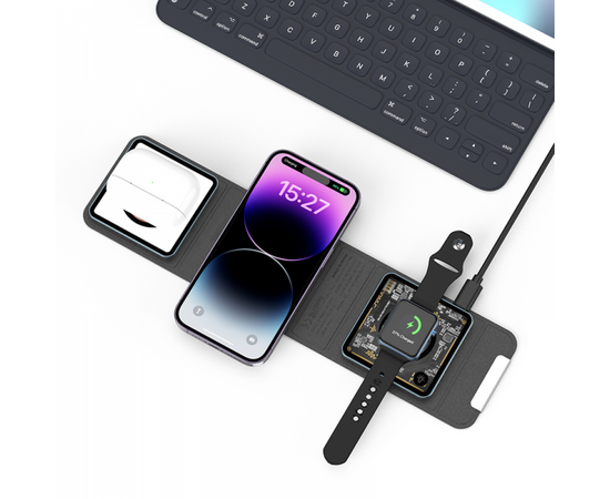  Беспроводное зарядное устройство (БЗУ) 3в1 WiWU Wi-W001, 15W (Black) 