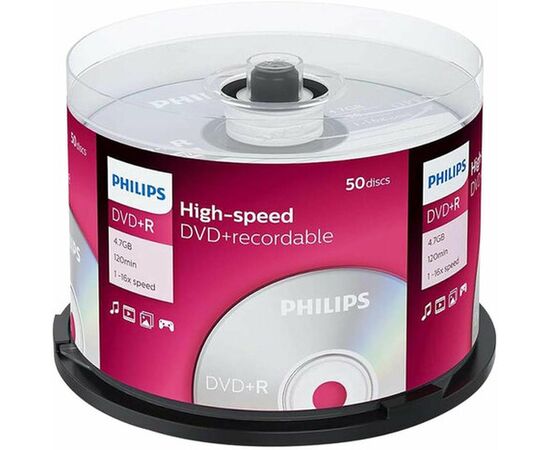 Диск DVD+R Philips DR4S6B50F/97 4.7Gb, 16x, Cake Box (50) 