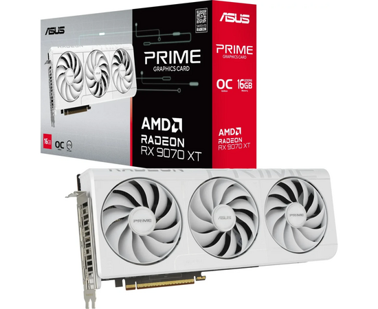  Видеокарта ASUS Prime-RX9070XT-O16G-White (90YV0L75-M0NA00) 