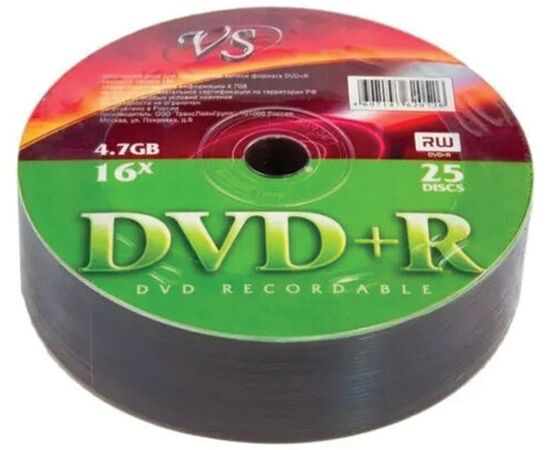  Диск DVD+R VS VSDVDPRS2501, 4,7Гб, 16x, Bulk (термоусадка без шпиля) 25шт VSDVD 