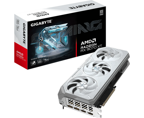  Видеокарта Gigabyte RX9070XT Gaming OC Ice 16GB (GV-R907XGAMINGOCICE-16GD) GDDR6 256bit 2xDP 2xHDMI 3Fan RTL 