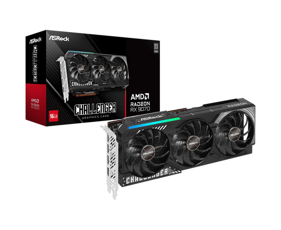  Видеокарта ASRock AMD Radeon RX 9070 Challenger 16ГБ (RX9070 CL 16G), GDDR6, Ret 