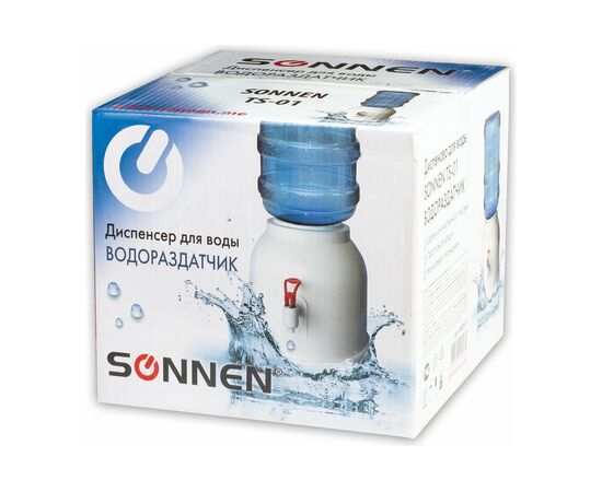  Кулер водораздатчик SONNEN TS-01 (452417) без нагрева и охлаждения, настольный, 1 кран, белый 