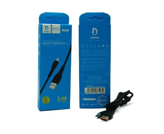  USB-кабель Denmen D15V, micro USB, силикон, 1.0 м, круглый, желтый, фирменная упаковка 