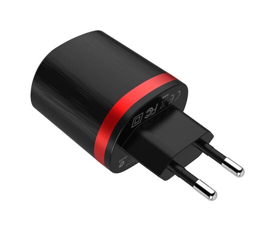  Сетевое зарядное устройство BOROFONE BA7A FlashPlug 2xUSB, 2.4A, черный 