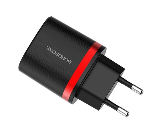  Сетевое зарядное устройство BOROFONE BA7A FlashPlug 2xUSB, 2.4A, черный 