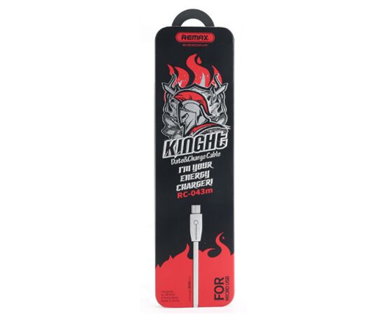  Кабель USB REMAX RC-043m Kinght USB - MicroUSB, 2.1А, 1 м, серебристый 