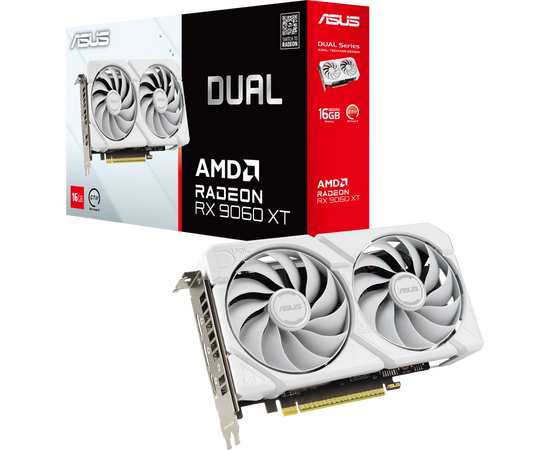  Видеокарта ASUS RX9060XT Dual White 16GB (Dual-RX9060XT-16G-White) (90YV0LG3-M0NA00) GDDR6 128bit 2xDP HDMI 2Fan RTL 