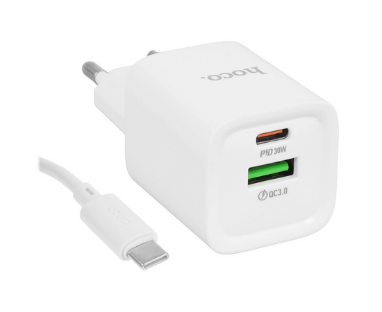  СЗУ HOCO C149A Charm PD30W+QC3.0 charger(EU) (белый) 
